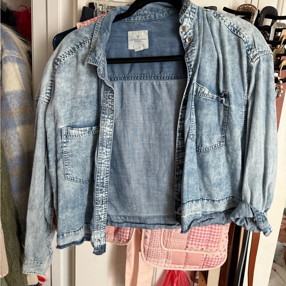 American Eagle Crop Denim Top